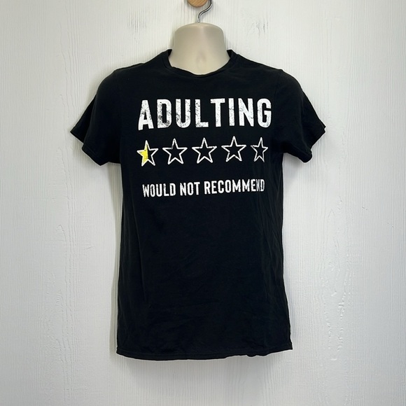 Mad Engine - Adulting Half Star Rating Would Not Recommend Graphic T Shirt Small - Picture 2 of 8